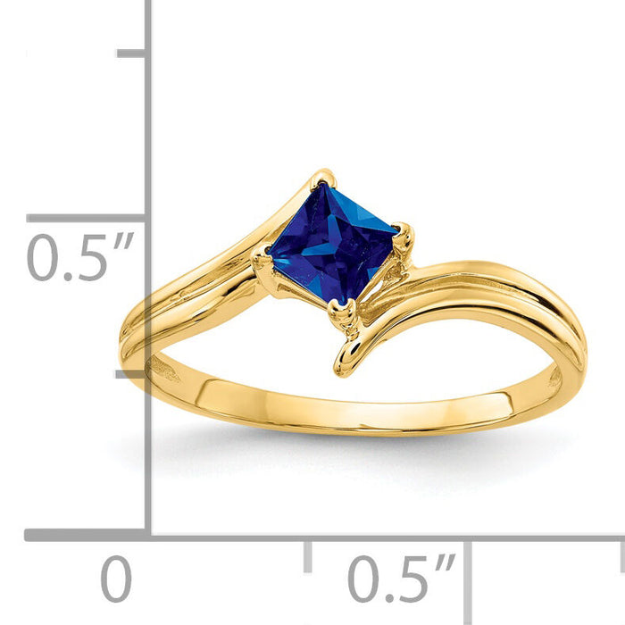 14k 4mm Princess Cut Sapphire ring-Y4781S