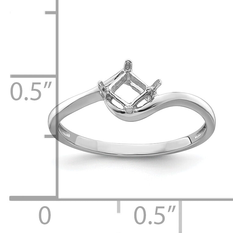 14k White Gold 4mm Princess Gemstone Ring Mounting-Y4785