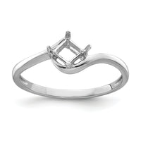 14k White Gold 4mm Princess Gemstone Ring Mounting-Y4785