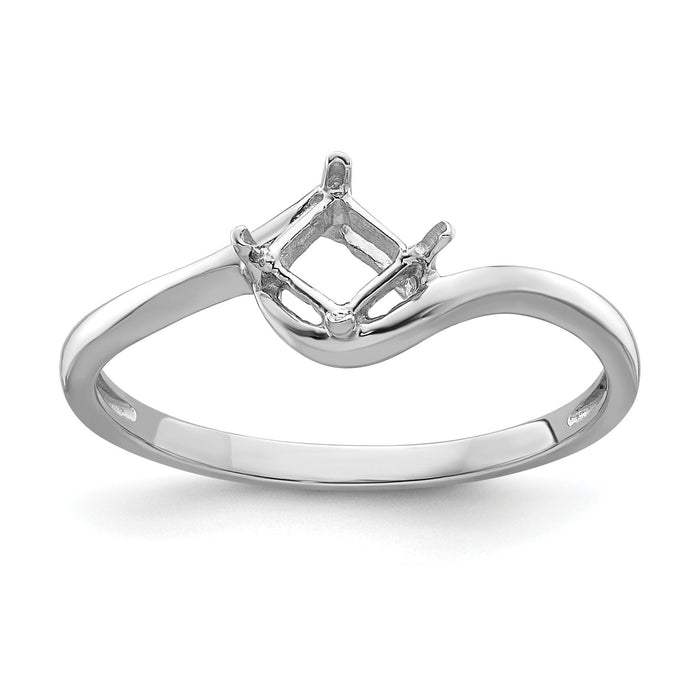 14k White Gold 4mm Princess Gemstone Ring Mounting-Y4785