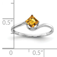 14k White Gold 4mm Princess Cut Citrine ring-Y4785CI