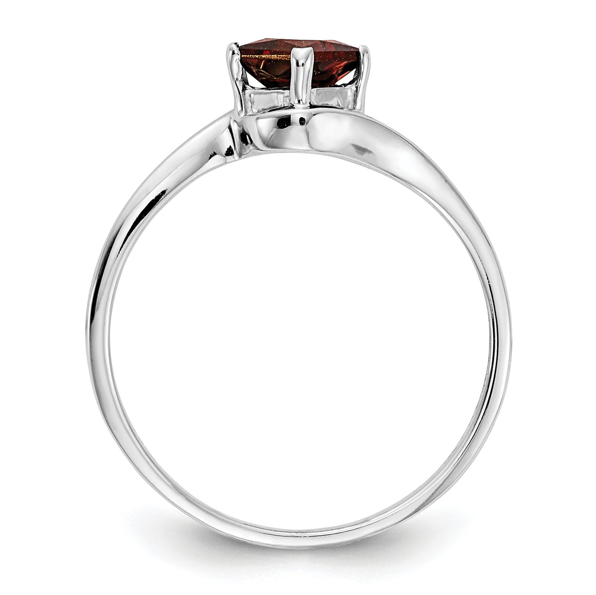 14k White Gold 4mm Princess Cut Garnet ring-Y4785GA