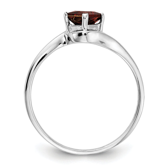 14k White Gold 4mm Princess Cut Garnet ring-Y4785GA