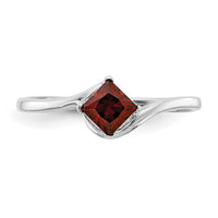 14k White Gold 4mm Princess Cut Garnet ring-Y4785GA