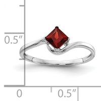 14k White Gold 4mm Princess Cut Garnet ring-Y4785GA