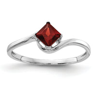 14k White Gold 4mm Princess Cut Garnet ring-Y4785GA