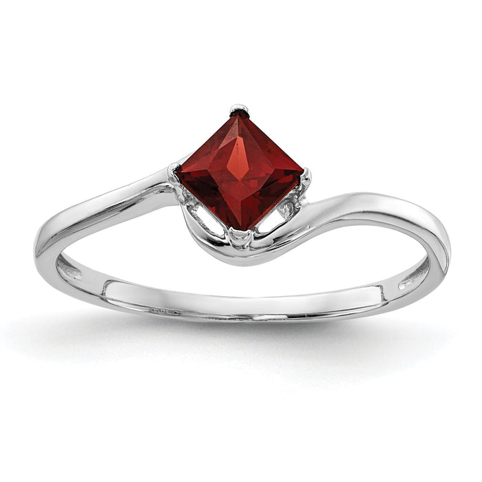 14k White Gold 4mm Princess Cut Garnet ring-Y4785GA