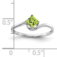 14k White Gold 4mm Princess Cut Peridot ring-Y4785PE