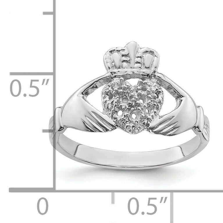 14k White Gold Claddagh Ring Mounting-Y6308