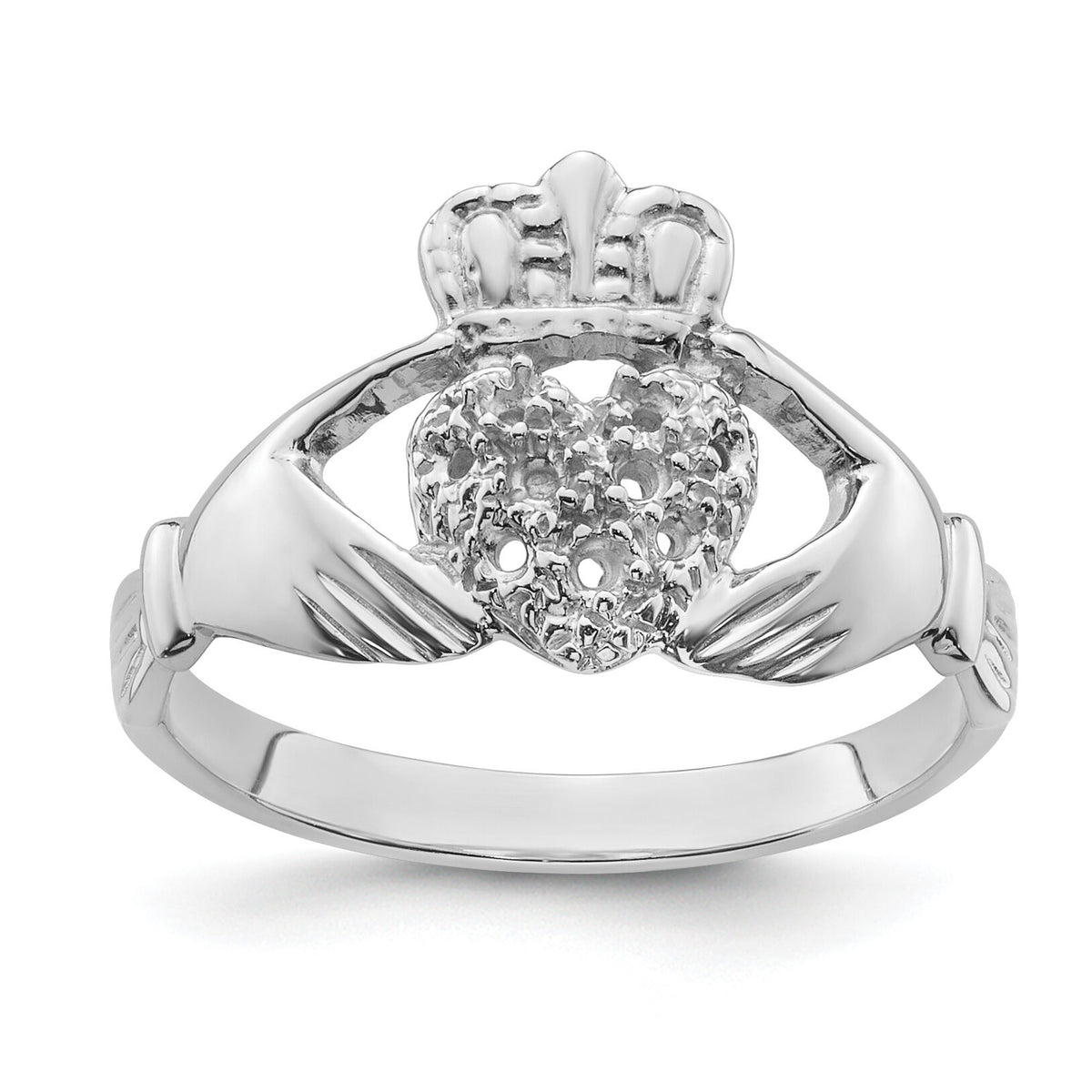 14k White Gold Claddagh Ring Mounting-Y6308