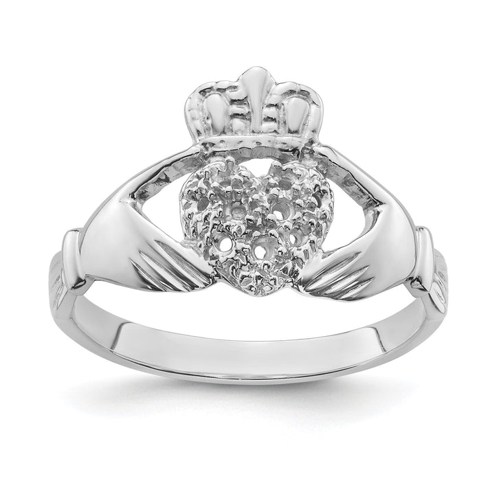 14k White Gold Claddagh Ring Mounting-Y6308