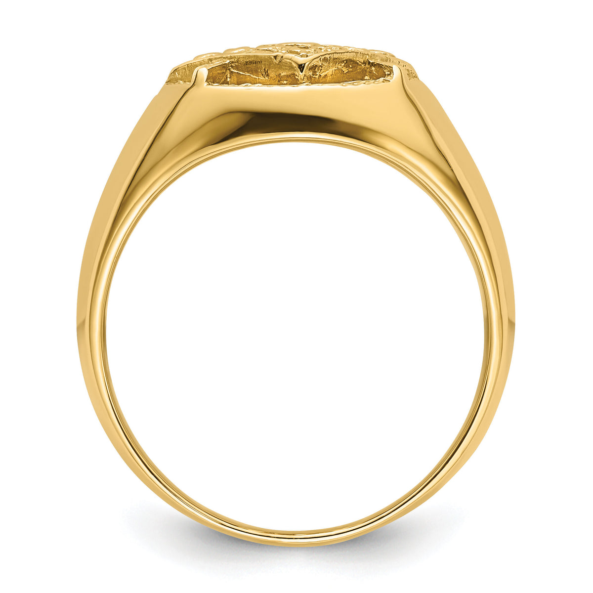 14k Men's Polished and Textured Masonic Ring Mounting-Y7232