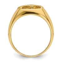 14k Men's Polished and Textured Masonic Ring Mounting-Y7232