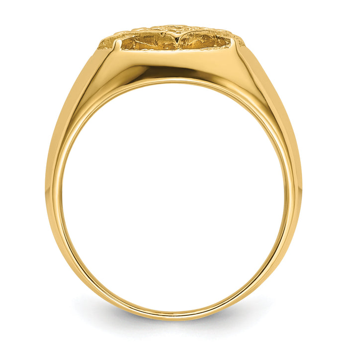 14k Men's Polished and Textured Masonic Ring Mounting-Y7232
