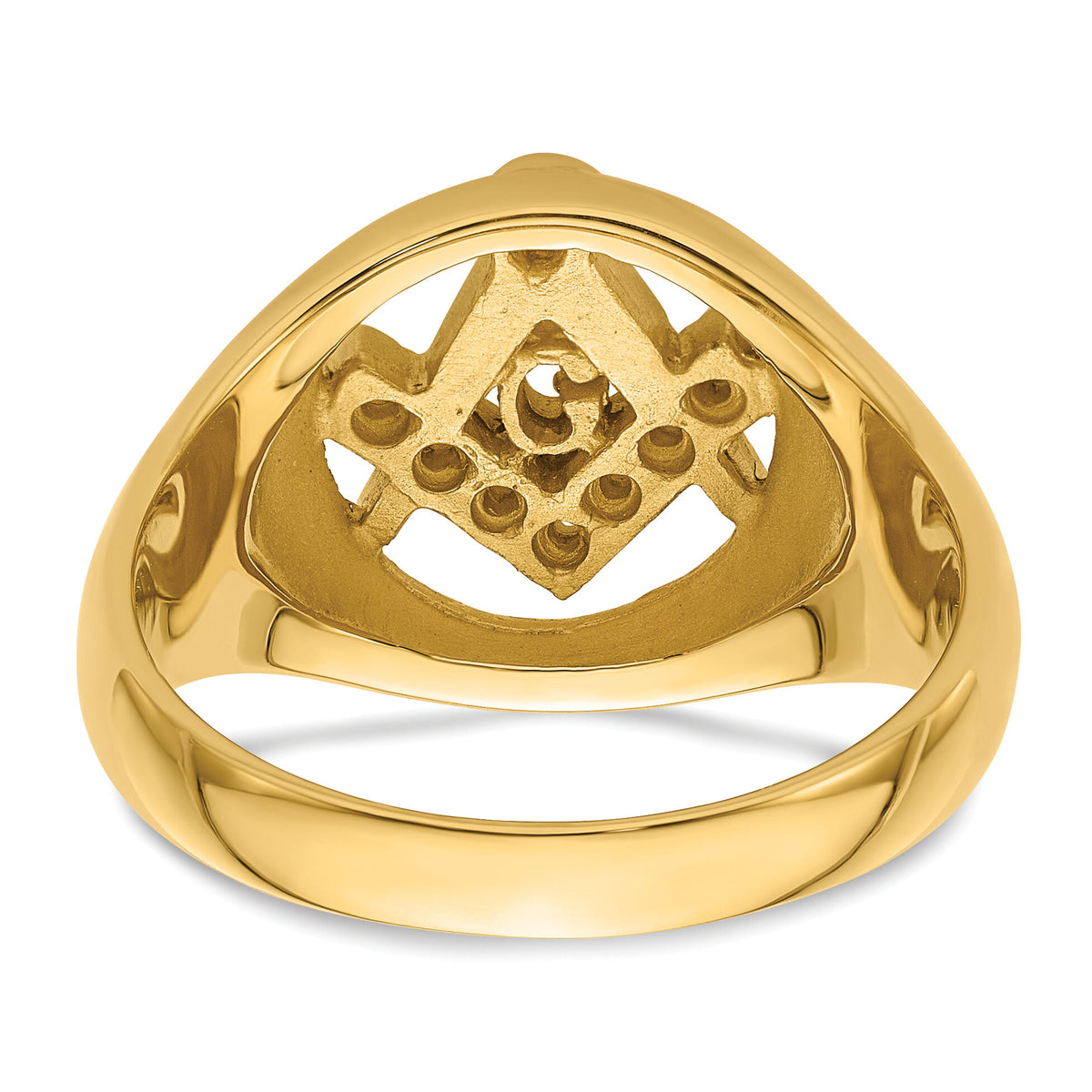 14k Men's Polished and Textured Masonic Ring Mounting-Y7232