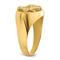 14k Men's Polished and Textured Masonic Ring Mounting-Y7232