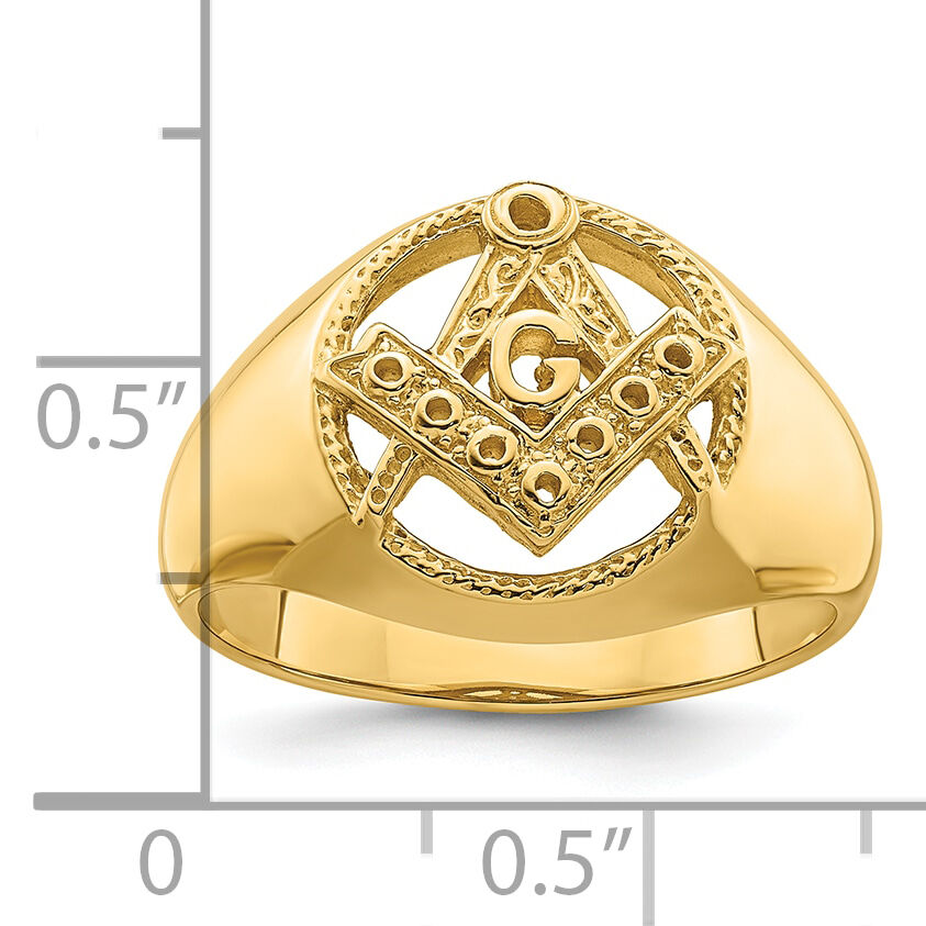 14k Men's Polished and Textured Masonic Ring Mounting-Y7232