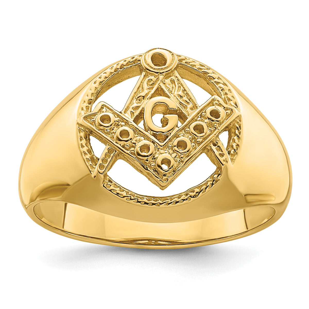 14k Men's Polished and Textured Masonic Ring Mounting-Y7232