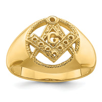 14k Men's Polished and Textured Masonic Ring Mounting-Y7232