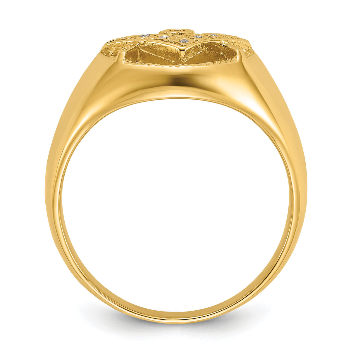 14k Men's Polished and Textured AA Quality Diamond Masonic Ring-Y7232AA