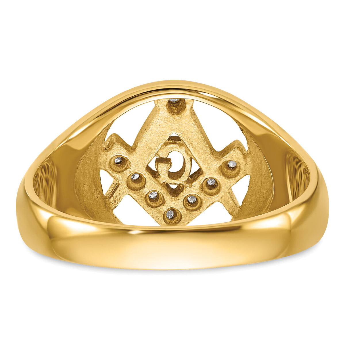 14k Men's Polished and Textured AA Quality Diamond Masonic Ring-Y7232AA