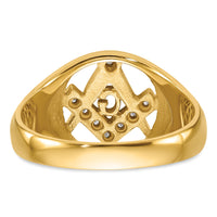 14k Men's Polished and Textured AA Quality Diamond Masonic Ring-Y7232AA
