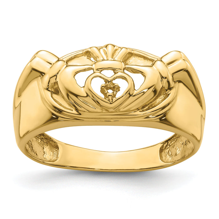 14k White Gold Men's Claddagh Band Mounting-Y7270