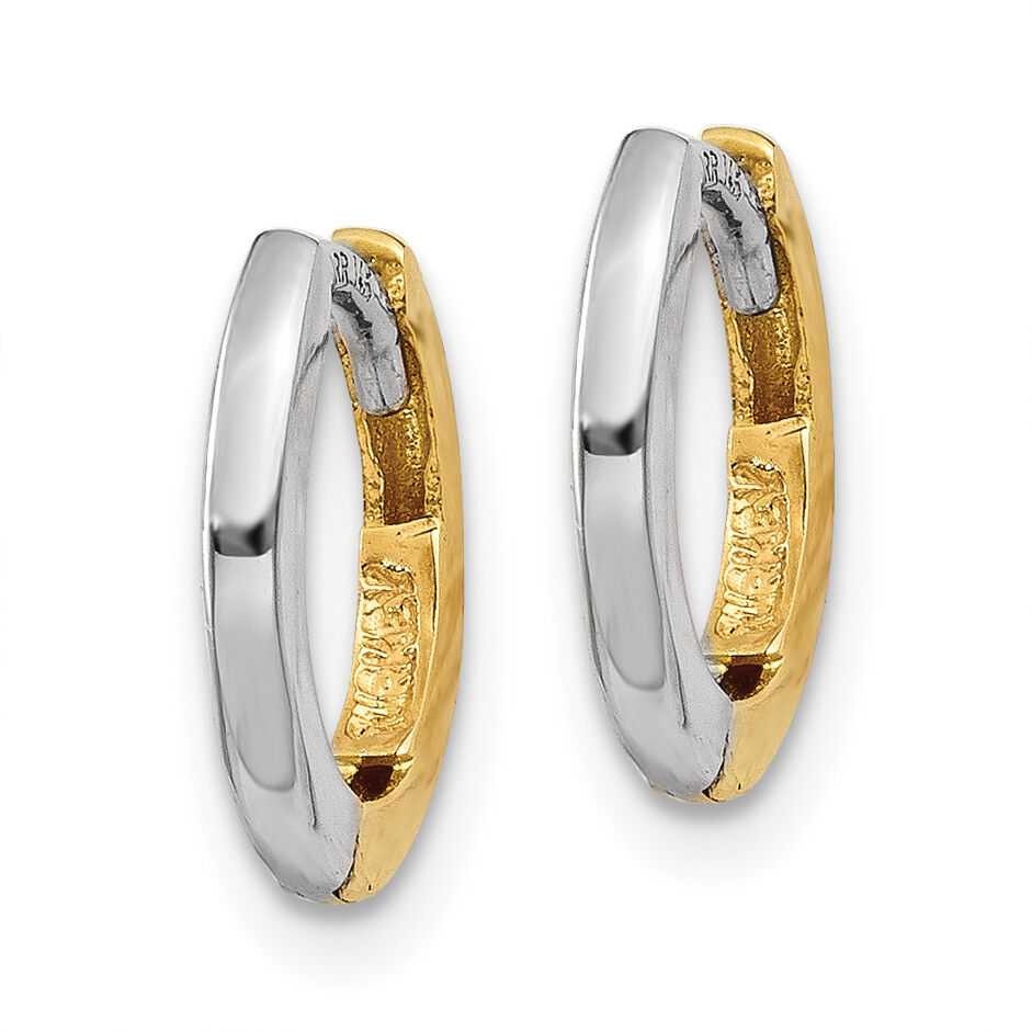 14k Two-tone Mini 1.35mm Round Hinged Hoop Earrings-Y7902