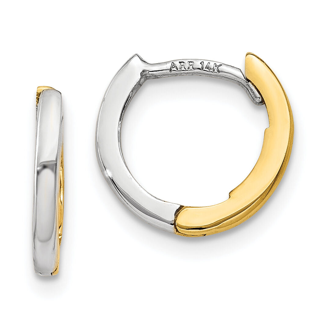 14k Two-tone Mini 1.35mm Round Hinged Hoop Earrings-Y7902