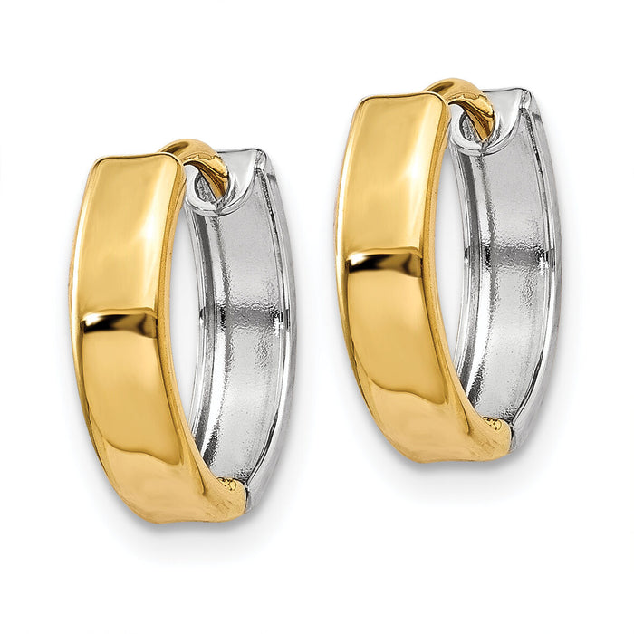 14k Two-tone Hinged Hoop Earrings-Y7904