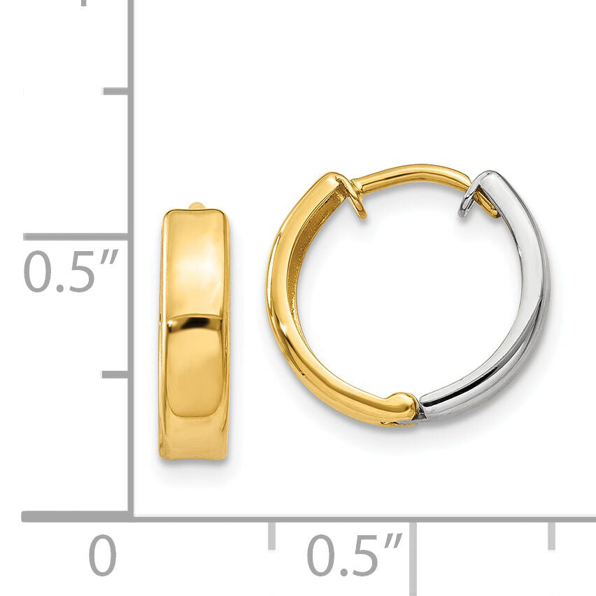14k Two-tone Hinged Hoop Earrings-Y7904