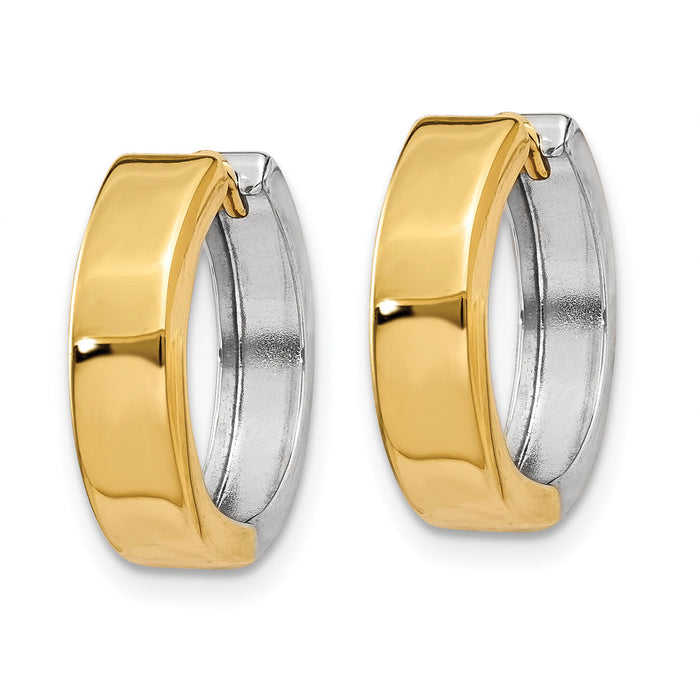 14k Two-tone Hinged Hoop Earrings-Y7909