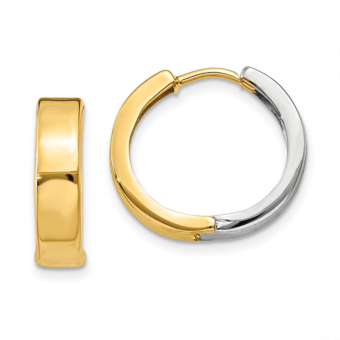 14k Two-tone Hinged Hoop Earrings-Y7909