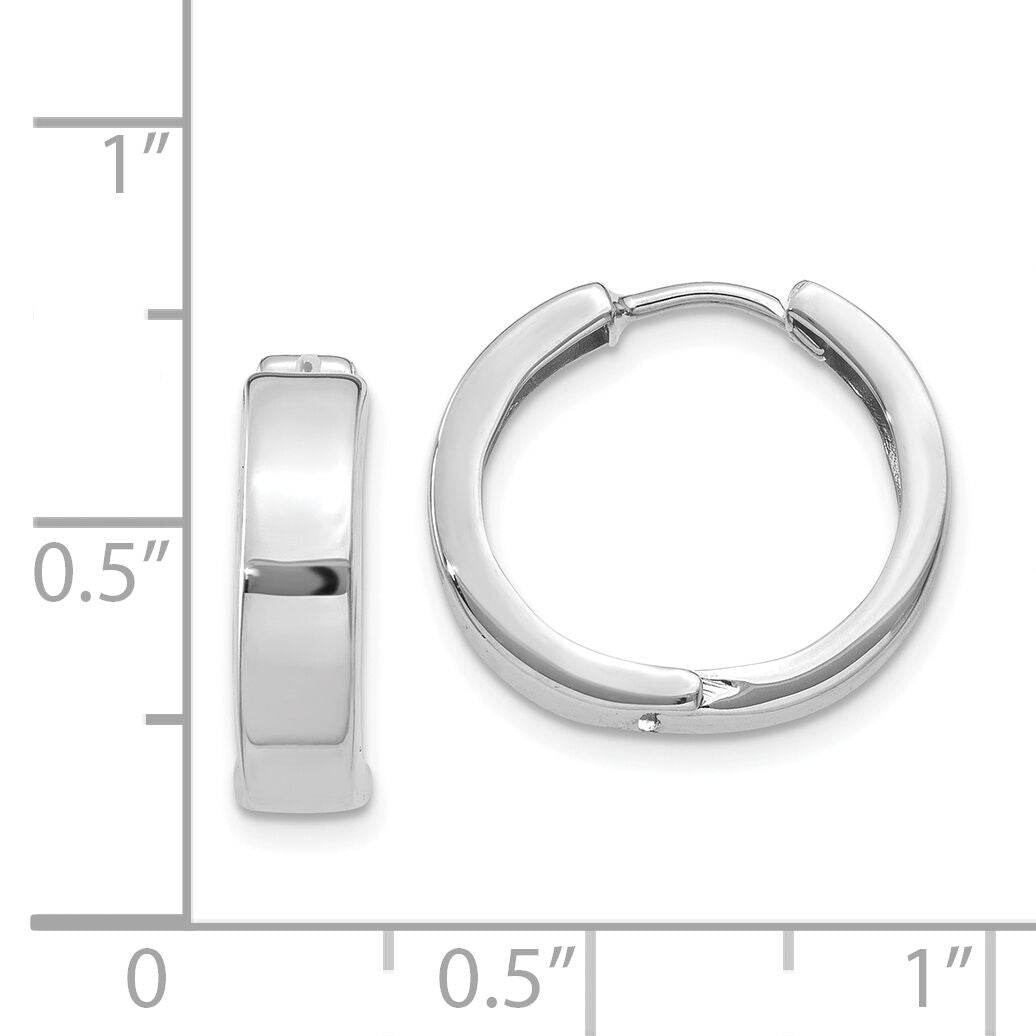14k White Gold Round Hinged Hoop Earrings-Y7911