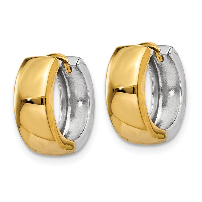 14k Two-tone Hinged Hoop Earrings-Y7915