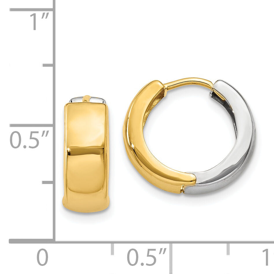 14k Two-tone Hinged Hoop Earrings-Y7915