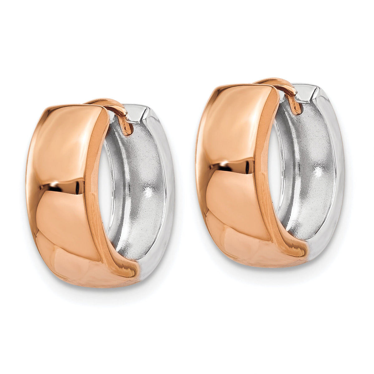 14k Two-tone White and Rose Gold Hinged Hoop Earrings-Y7915WR