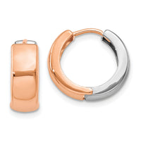 14k Two-tone White and Rose Gold Hinged Hoop Earrings-Y7915WR