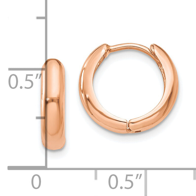 14k Rose Gold Polished Hinged Hoop Earrings-Y7916R