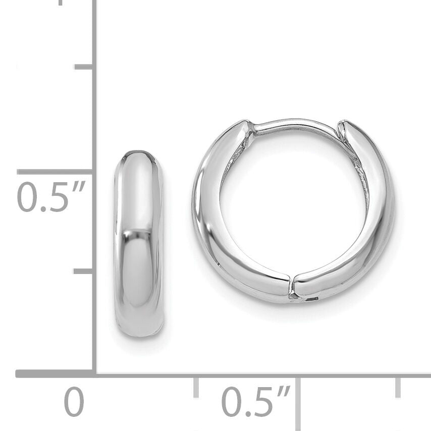 14k White Gold Hinged Hoop Earrings-Y7917
