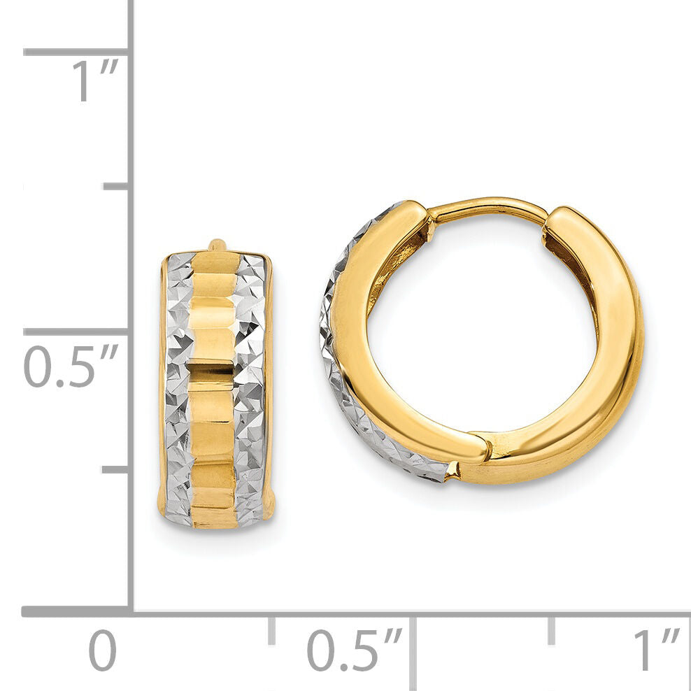 14k & Rhodium Hinged Hoop Earrings-Y7924