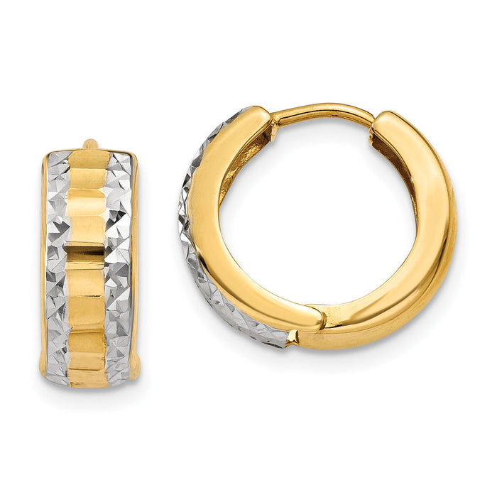 14k & Rhodium Hinged Hoop Earrings-Y7924