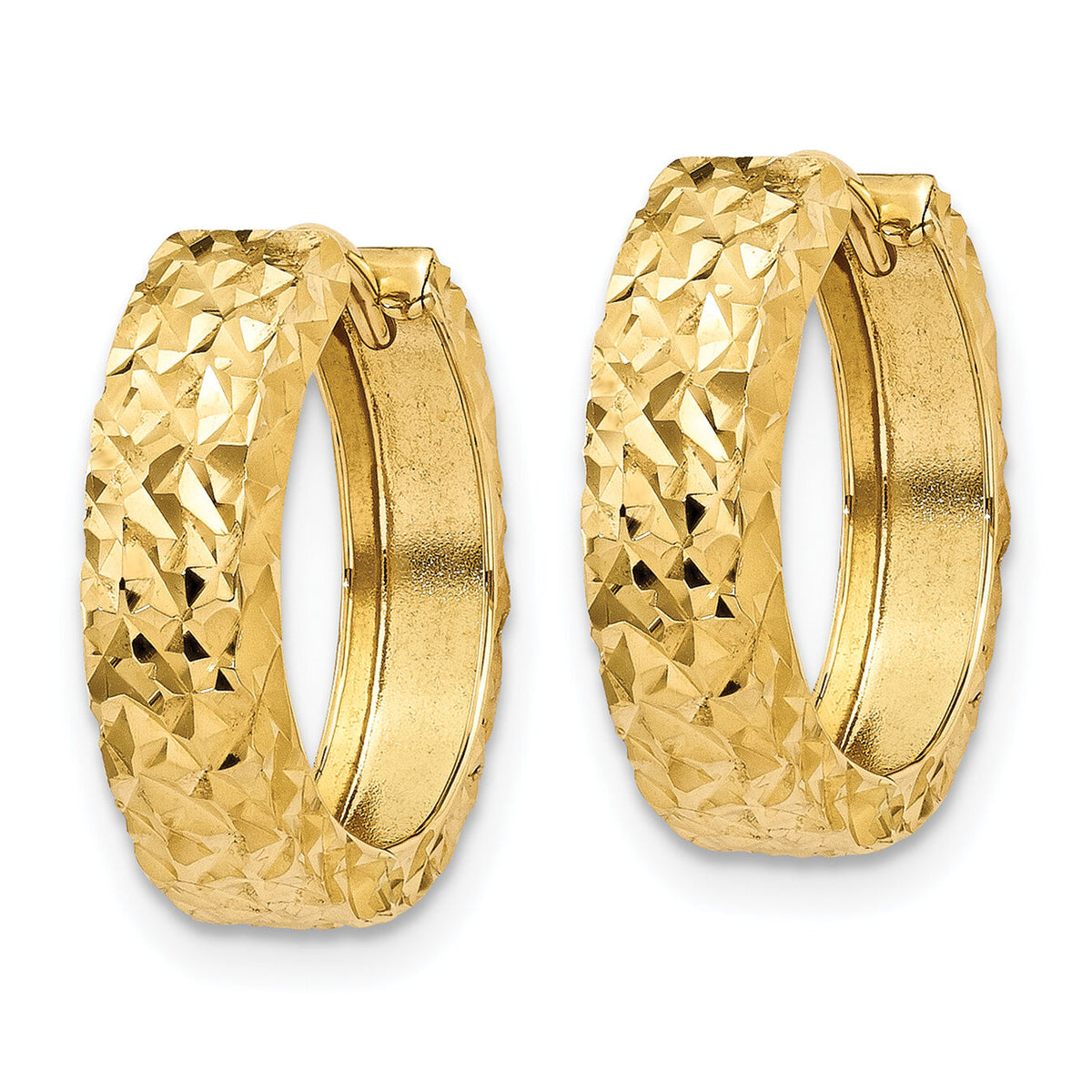 14k Diamond-cut Hinged Hoop Earrings-Y7926