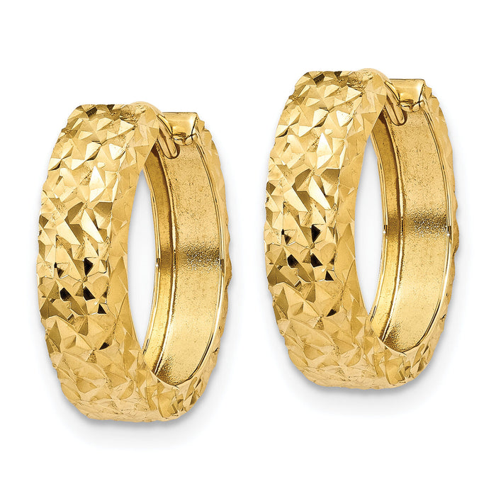 14k Diamond-cut Hinged Hoop Earrings-Y7926