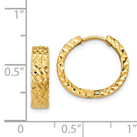14k Diamond-cut Hinged Hoop Earrings-Y7926