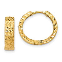 14k Diamond-cut Hinged Hoop Earrings-Y7926