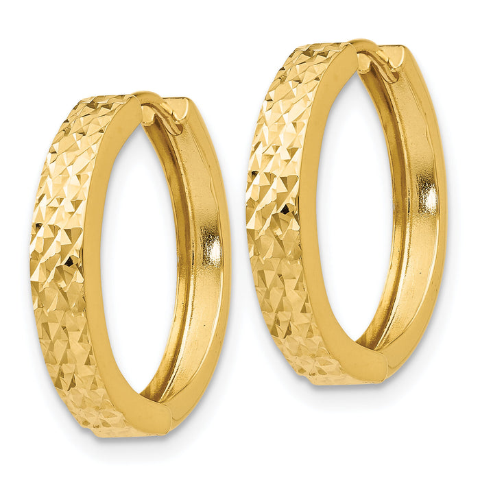 14k Diamond-cut Hinged Hoop Earrings-Y7928