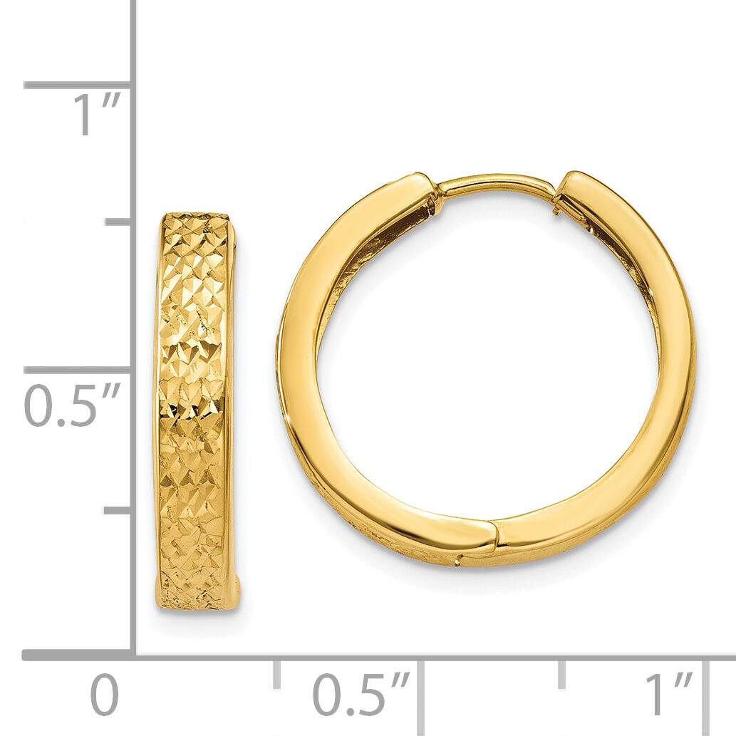 14k Diamond-cut Hinged Hoop Earrings-Y7928