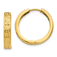 14k Diamond-cut Hinged Hoop Earrings-Y7928