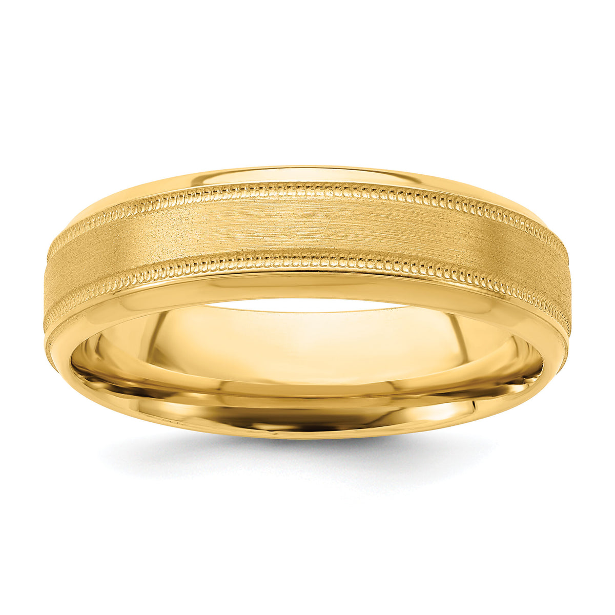 14k Yellow Gold Standard Comfort Fit Brush Satin Fancy Band-YB101S